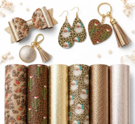 6x PU leer A4 lapjes; Kerst