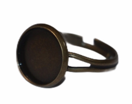 Verstelbare ring bronskleur dia ca 17 mm, setting 12mm