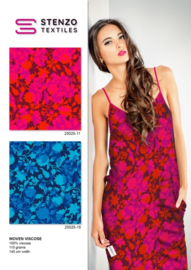 Viscose (niet rekbaar): Floral Blocking blue (Stenzo), per 25cm