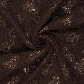 Wol-achtig- Sequalila Flora brown, per 25 cm