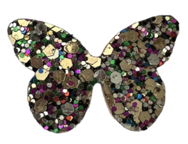 Vlinder glitter LICHTGOUD en kleurtjes, 40x30 mm