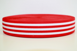 Rood wit gestreept elastiek 40 mm per 0,5 meter