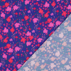 Lenzing Ecovero digital: flowers cobalt, per 25 cm