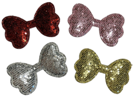 Applicatie strik glitter 30 x50mm, goud