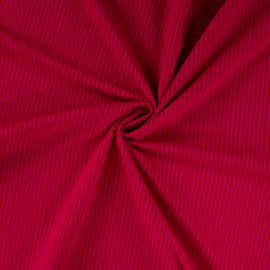 Katoen tricot: streepjes rood-fuchsia, per 25 cm