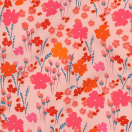 Viscose: Lenzing Ecovero digital flowers peach, per 25 cm