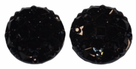 Flatback rondje 12mm shiny zwart, per 2 stuks