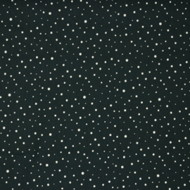 Katoen: zwart met licht gouden stipjes, per 25 cm