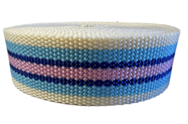 Tassenband zachtgeel/ lichtblauw/ kobaltblauw/ roze 30mm STEVIG, per 0,5 meter