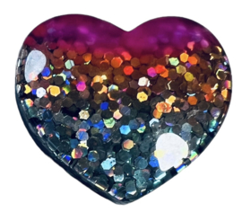 Flatback glitter hart 24x20 mm, per stuk