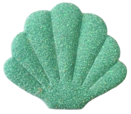 Schelp fijne glitters mint 45x38 mm