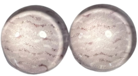 12 mm glascabochon heel zachtroze met zig-zag, per 2 stuks