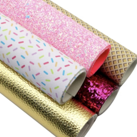 5x PU leer A4 lapjes; ijsjes set