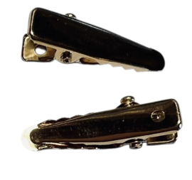 Alligator haarspeldje rond puntje 23 mm light gold, per stuk