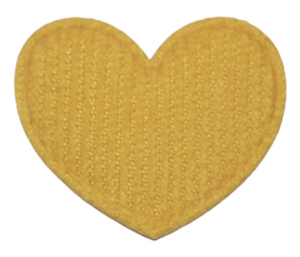 Applicatie hart rib geel 35mm, per stuk