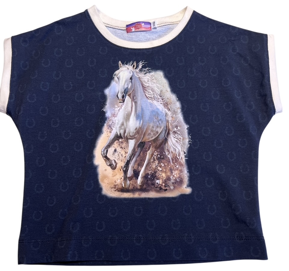 T-shirt French Terry white horse 110-122/128