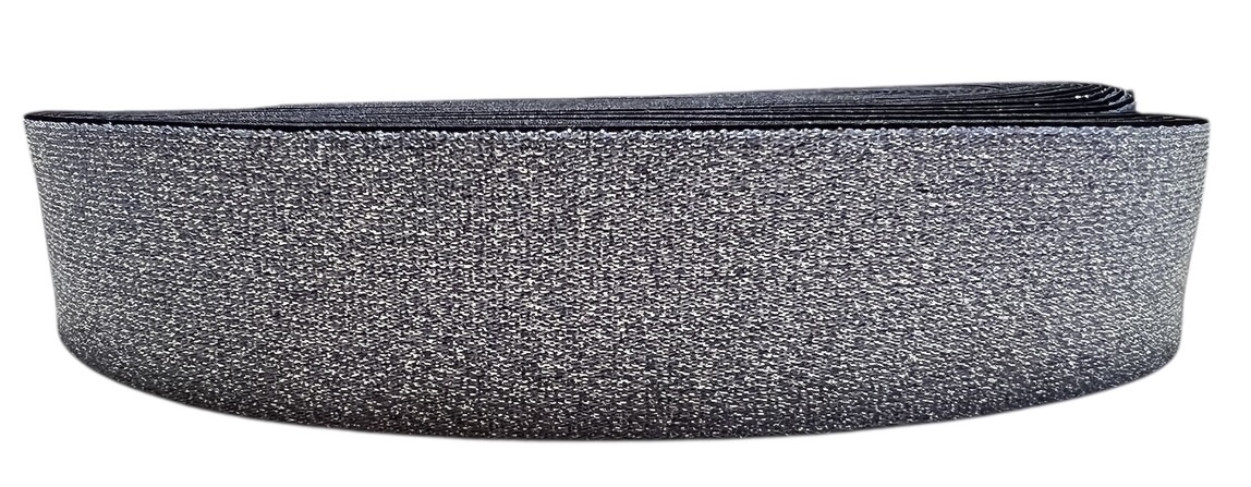 Elastiek GLITTER ZILVER/JEANS 40 mm, per 0,5 meter