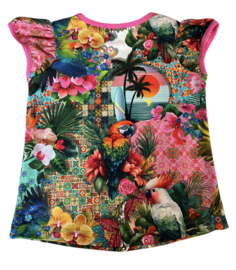 T-shirt met pofmouwtjes very tropical 128-140