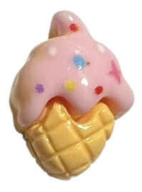 Flatback mini ijsje hoorntje met aardbeienijs 10x13mm