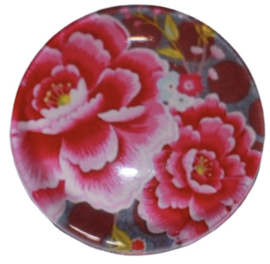Glas cabochon 25 mm: roze bloem
