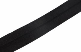 Jersey biaisband/ tricot biaisband zwart 20mm, per 0,5 meter