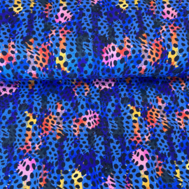 Tricot digitale print : dots & colours blue (Stenzo) per 25 cm