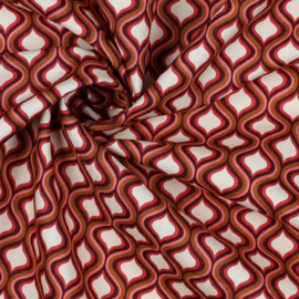 Fine poplin: geometric ecru/bordeaux, per 25 cm