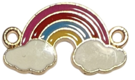Bedeltje regenboog goud 21x12 mm, per stuk