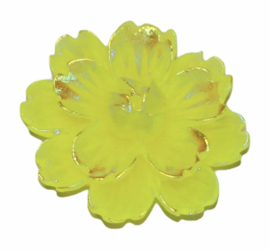 Flatback bloem parelmoer glans knalgeel 25mm