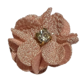 Stoffen bloem 25mm zachtroze met steentje
