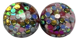 Cabochon shiny confetti 10 mm, per 2 stuks