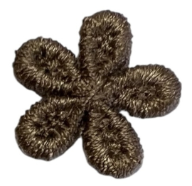 Bloemetje 17mm geborduurd khaki