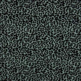 Organic Nicky velours: leopard dusty green, per 25 cm