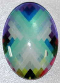 Glas flatback cabochon multi color 18 x 25 mm