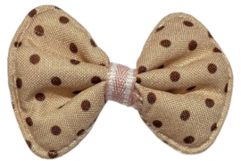 Strikje stof lichtbeige met bruine stipjes 38x53mm