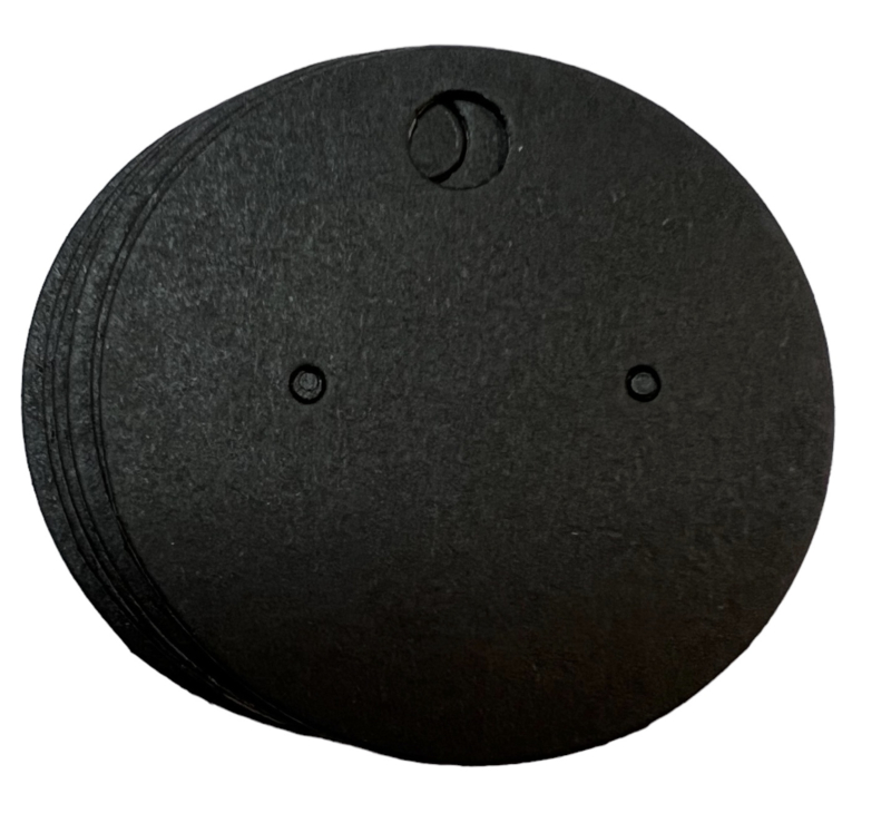 Oorbellen kaartjes rond 40 mm zwart, per 10 stuks