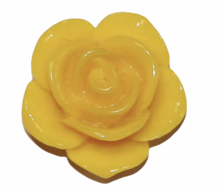 Flatback bloem geel 16mm, per stuk
