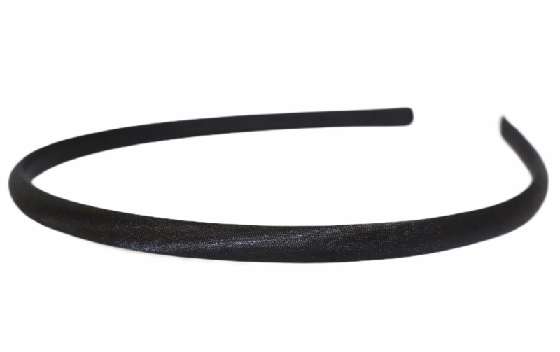 Diadeem / Haarband 7 mm satijn kleur zwart