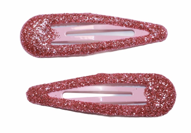Klik klak haarspeldje glitter roze 5cm, per stuk