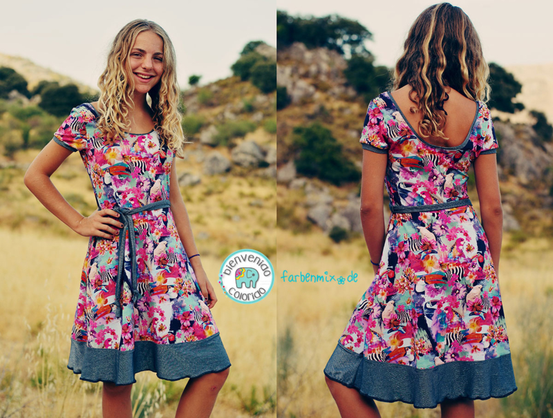 Farbenmix papier patroon Nuria damesjurk 34 48