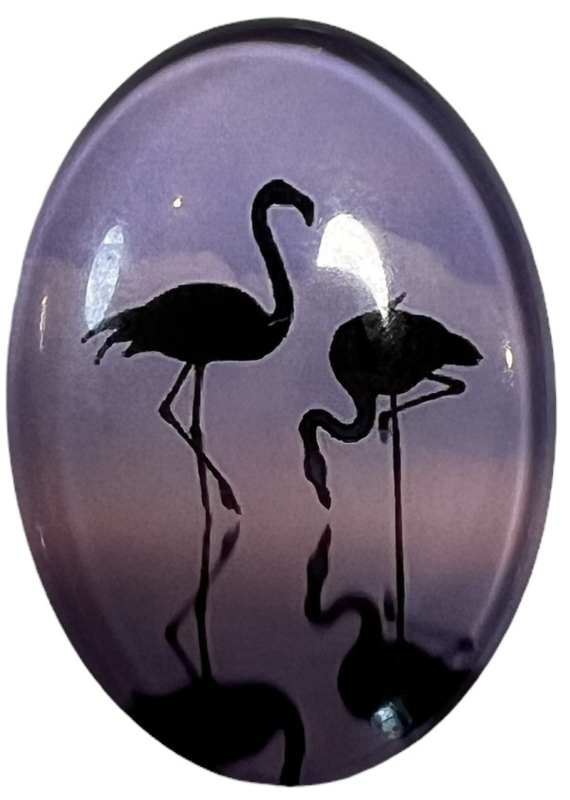 Glas cabochon flamingo's 18 x 25 mm