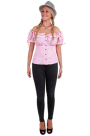 Tiroler blouse dames roze wit