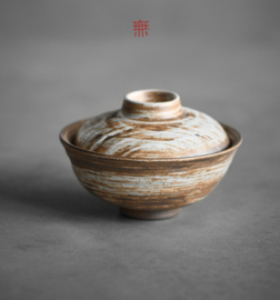 せいかつ Nippon Toki Handmade Tea Service bowl Tedzukuri Futa-tsuki chawan  (9.2*6.2cm 110ml)