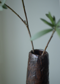 せいかつ Nippon Toki Handmade Flower Vase Tedzukuri Black (kuro 22*8cm)