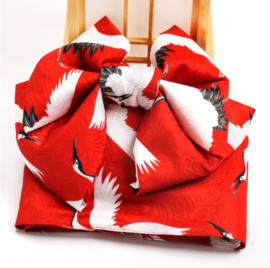 せいかつ Japanese Kimono Belt Red with White Crane