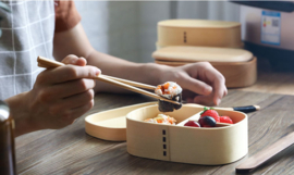 せいかつ Nippon Oval light color Wooden Bento Box single layer 800ml