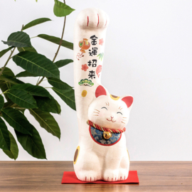 せいかつ Japanese Kyoto Ryukodo Washi Long-handed Lucky Cat Ornament Golden Fortune Large 29cm