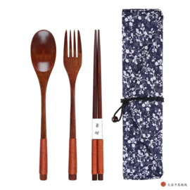 せいかつ Nippon Wire Wrapped Wooden Spoon Fork Set of 3 Khaki 22.5cm