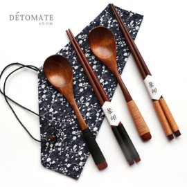 せいかつ Nippon Wire Wrapped Wooden Spoon and Chopsticks Set (Black 22.5cm)