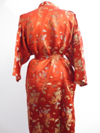 Kimono Lang Dragon/Phoenix Rood